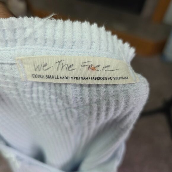 Free People Sweater Women Size Small Baby Blue Callisto Henley Patchwork sweater - Picture 4 of 4